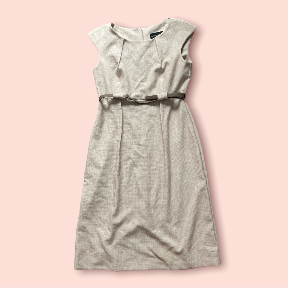 Beige pencil skirt dress.